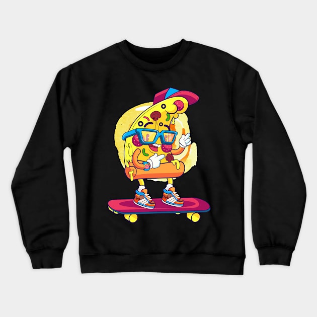 Happy Pizza Crewneck Sweatshirt by SparkleArt